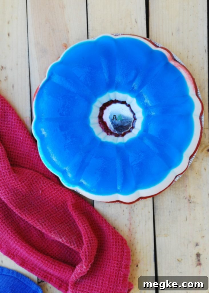 Stars and Stripes Jello Bundt Allergen Friendly 3 Stunning 3-Layer Patriotic Jello Bundt Cake, Free from Gluten, Dairy, Egg, Peanut, Tree Nut Allergies, from AllergyAwesomeness.com