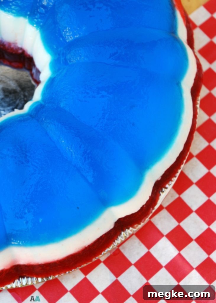 Stars and Stripes Jello Bundt Allergen Friendly 4 Beautifully Layered Patriotic Jello Bundt Cake, Top 8 Allergen-Free Recipe by AllergyAwesomeness.com