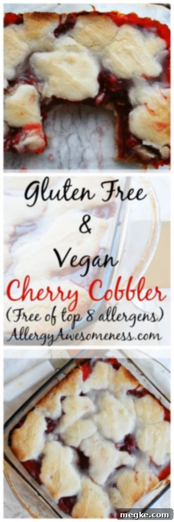 Pin this gluten-free and vegan cherry cobbler recipe for a delightful allergy-friendly dessert