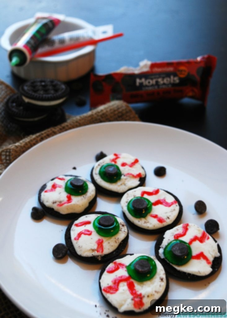 Allergy-friendly Monster Eye Balls (Gluten, dairy, egg, peanut & tree nut free; vegan) Halloween treat recipe by AllergyAwesomeness.com