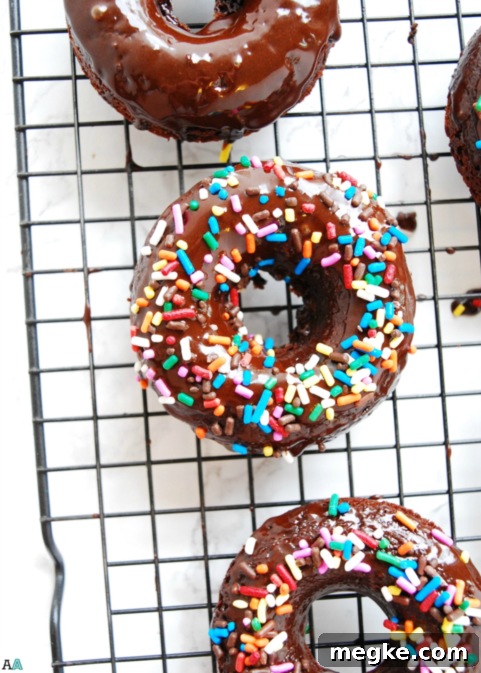 Gluten Free Vegan Double Chocolate Baked Donuts Top 8 Allergen Free 7 Perfectly glazed gluten-free and vegan double chocolate donut with sprinkles