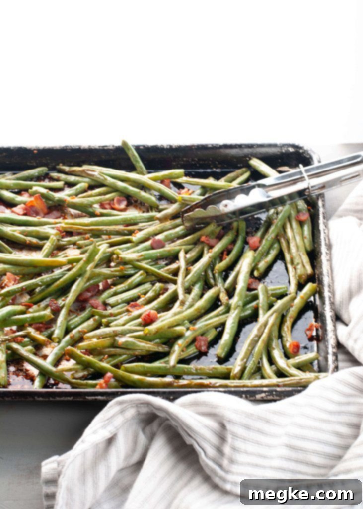Plate of gluten-free and dairy-free bacon green beans, ideal for Thanksgiving