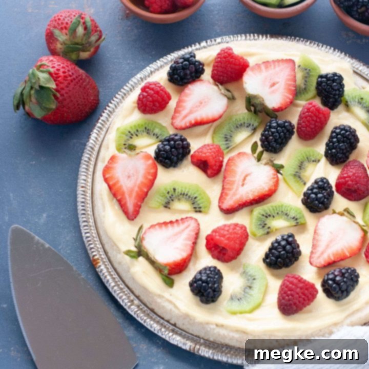 Sweet Freedom Fruit Pizza Cookie 7 Gluten-Free Vegan Sugar Cookie Fruit Pizza, Overhead Shot
