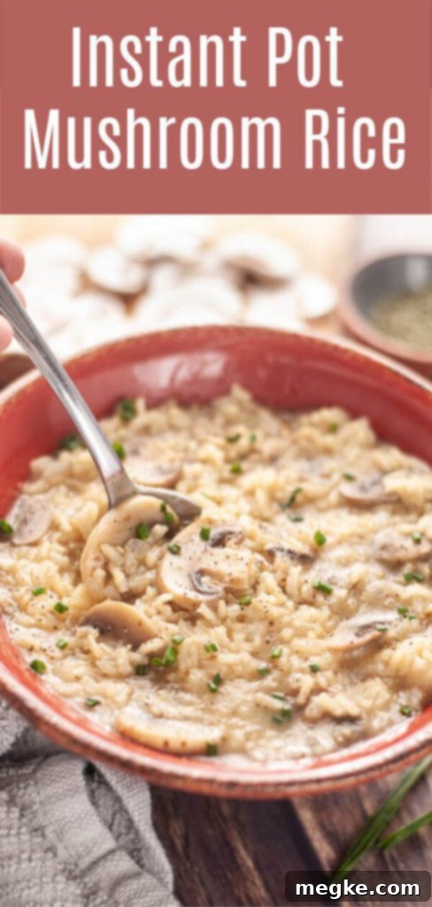 Instant Pot Mushroom Rice Pilaf recipe by Allergy Awesomeness, vertical pin image