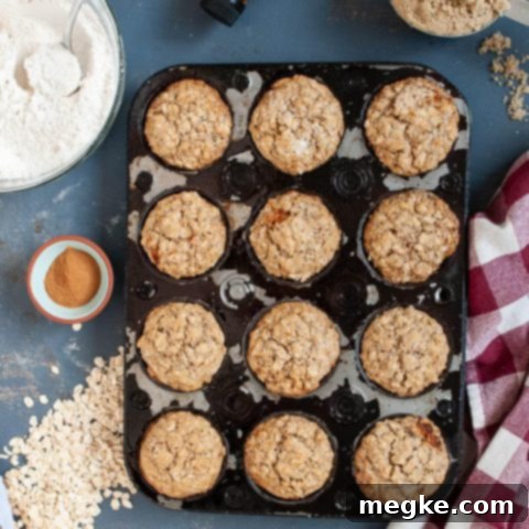 Delicious Vegan Oatmeal Muffins Gluten Free 6 Beautifully baked vegan and gluten-free brown sugar oatmeal muffins, ready to be served.
