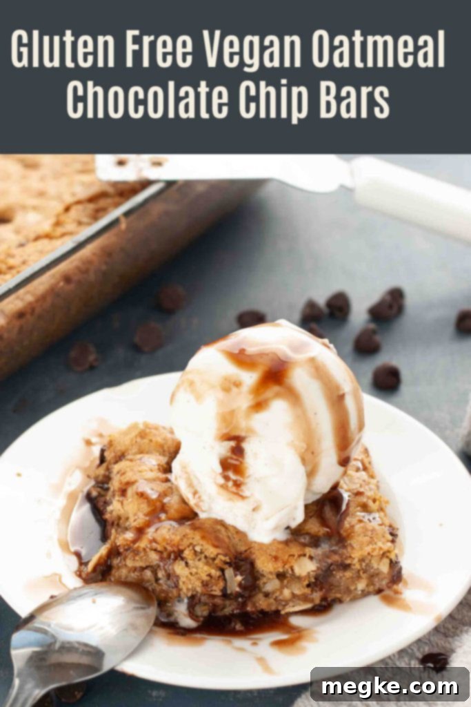 Indulgent Gluten Free Vegan Oatmeal Chocolate Chip Bars 8 gluten-free-vegan-oatmeal-chocolate-chip-cookie-bar-recipe-by-allergy-awesomeness pinterest image