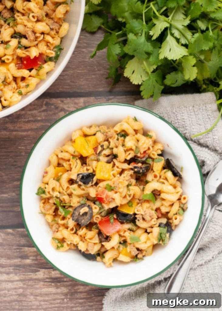 Dairy-Free Taco Pasta Salad 5 A vibrant bowl of allergy-friendly taco pasta salad, perfect for a top-8-free recipe, showcasing fresh ingredients