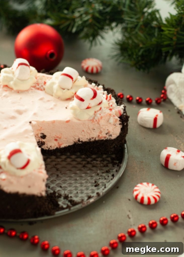 Irresistible Peppermint Pie Slice with Chocolate Crust