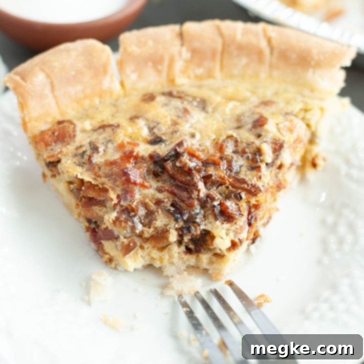 Gluten Free Dairy Free Bacon and Onion Quiche Step by Step Video 9 gluten-free-dairy-free-quiche-slice-with-a-bite-taken-out