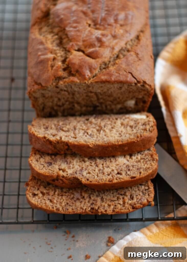 Perfect Gluten Free Banana Bread Visual Recipe 6 A close-up of the delicious gluten-free banana bread, showing its texture.
