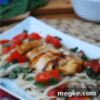 Bruschetta Chicken Pasta Top 8 Allergen Free 5 Bruschetta Chicken Pasta with fresh ingredients for an allergy-friendly meal.