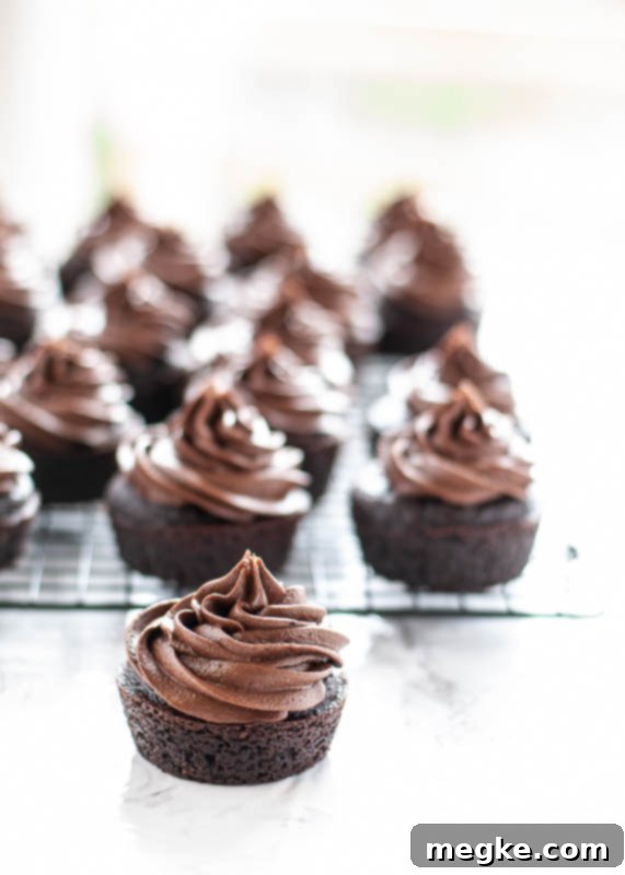 Smooth, creamy vegan chocolate frosting on a dessert